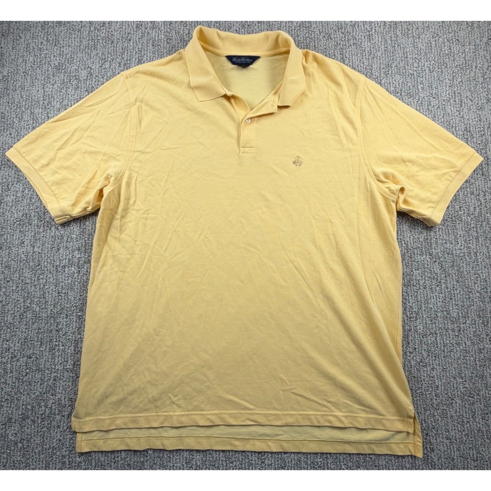 Brooks Brothers Polo Shirt Mens XXL Yellow Performance‎ Knit Cotton Short Sleeve